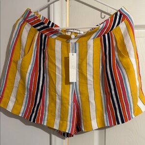 Women's Striped Yellow Shorts